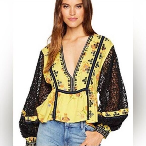 Free People Boogie All Night Embellished Blouse - L - Picture 2 of 15